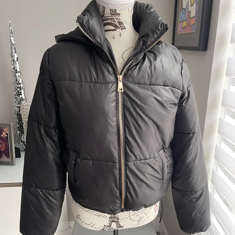 CI SONO Los Angeles Women’s Outerwear Cropped Puffer Jacket Black Size Small